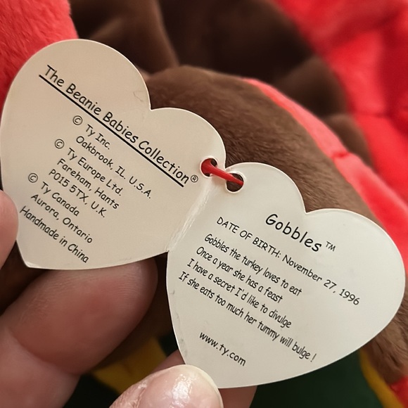 Beanie Baby “Gobbles” Thanksgiving Turkey NWT Collectible 1997 - Picture 4 of 5